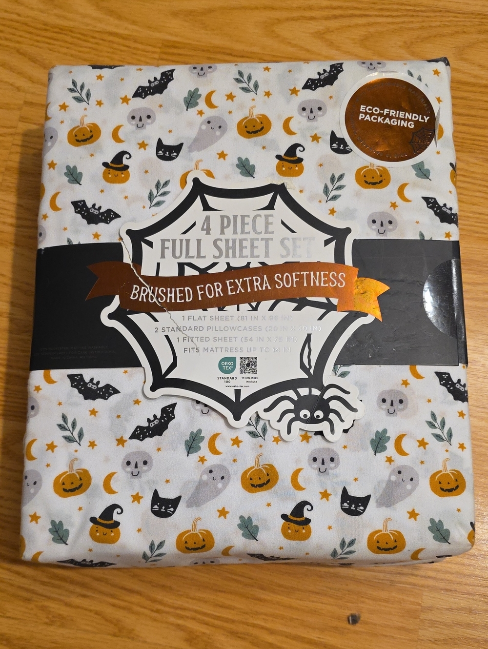 Halloween Pumpkin, Cat, Bat & Ghost 4-Piece Full Sheet Set